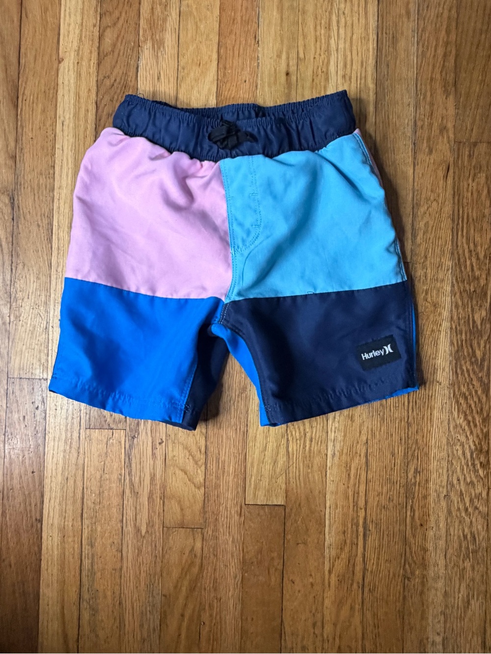 Hurley 4T Colorblock Kids Swim Shorts in Pink & Blue